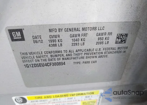 2012 Chevrolet Malibu 2Lt from USA, damaged, VIN 1G1ZD5EU4CF380894